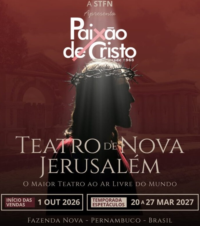 Paixão de Cristo de Nova Jerusalém anuncia temporada 2027 e abre vendas dia 1º de outubro