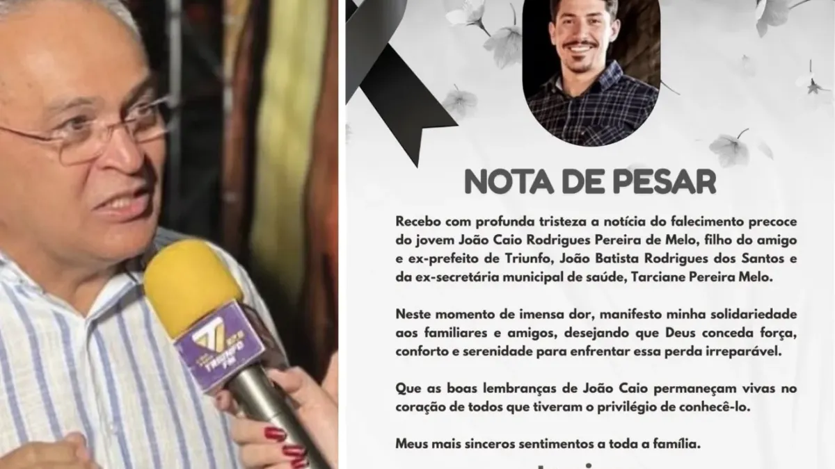 Luciano Bonfim manifesta pesar pela morte de João Caio, filho do ex-prefeito de Triunfo